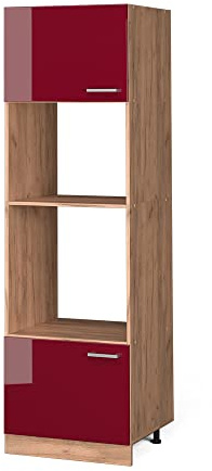 Vicco Armario para microondas R-Line, Rojo de Alto Brillo, 60 cm, para combinación Libre Dentro de Sistemas de Cocina modulares