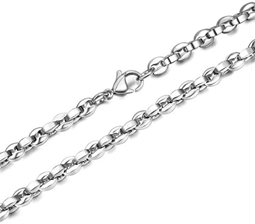 ANAZOZ Kette Herren Edelstahl 50 cm, Halskette für Anhänger Männer Bohnenkette Silber 4,5mm Breit