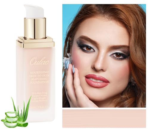 Oulac Foundation Make Up, Foundation Changing Skin Color, Langanhaltend flüssige Foundation, mit Aloe Vera und, leicht und atmungsaktiv, Vegane Foundation 30ml, Farbton: 02 Rosy Ivory