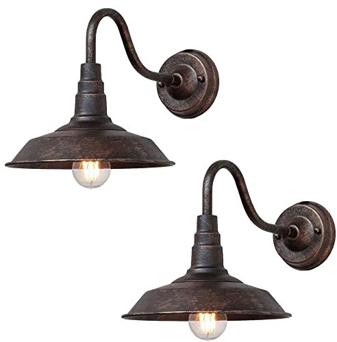 Moddeny 2 Pack Appliques murales extérieures IP54 étanche rétro applique murale montage mural Vintage porche appliques murales 9,8 pouces col de cygne lampes murales extérieures