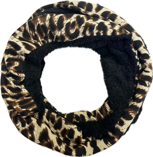 Jeamis leopard zebra fleece fluffig varm vinter loop halsduk tubhalsduk rund halsduk lejon, Leo Braun Swarz, 160 x 48 cm