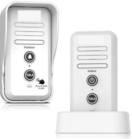 Citofono di interfono for campanelli senza fili con portata di 0,5 miglia Regola il volume del ricevitore del campanello ricaricabile Tappo impermeabile per le imprese(White 1T1)