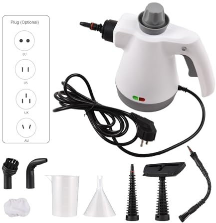 Nettoyeur Vapeur Portable, Nettoyeur Vapeur Polyvalent 3 1000 W élimine la saleté, la Crasse et la Graisse avec 9 Accessoires, Verrouillage de sécurité (Prise UE)