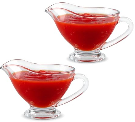 Glass Gravy Boat Set 200ml Glass Gravy Boat Server with Handle Transparent Durable Multifunctional Ideal for Cream Sauce, Olive Oil, Dining Room, Kitchen