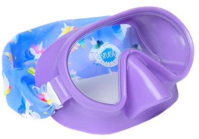 Splash Place Kids Swimming Mask with Fabric Strap - Rainbow Unicorn | Childrens Swim Goggles with Nose Cover, Hypoallergenic, No More Tangled Hair - Youth Swim Snorkel Goggle