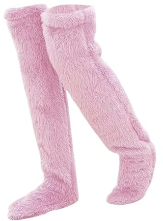 Genérico Calcetines de rodilla de ganso abajo para Navidad, calcetines altos de muslo largo fuzzy, calcetines de invierno sobre la rodilla, calcetín de peluche de Navidad para mujeres