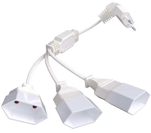 3 in 1 Verlängerungskabel Flachstecker, 0.5M Kurzes Verlängerungskabel,250V/2,5A Euro Verlängerung Netzkabel für Haushaltsgeräte Monitor,Beamer,Lampen