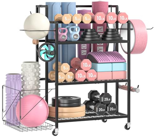 Glocryp Dumbbell Rack, Utility Weight Storage Racks, Home Gym Storage for Dumbbell Set，Kettlebells，Yoga Mat and Workout Equipment