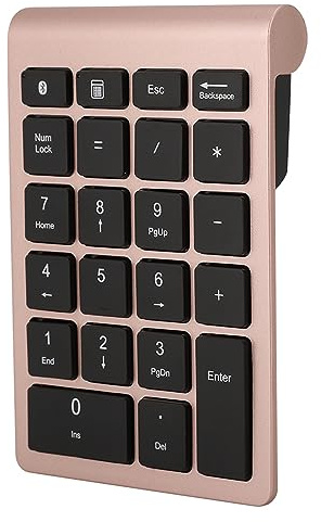 HUSHUI BT304 22-tangenter Numerisk Tangentbord, Trådlöst Minitangentbord med 5.0, Ergonomisk Design för Mac OS (Rose guld)