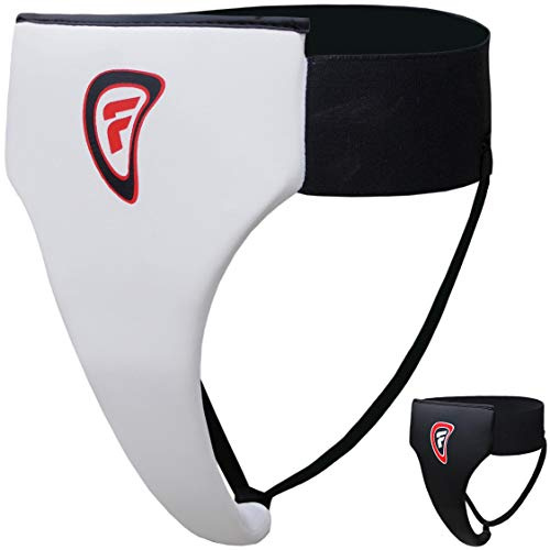 Farabi Female Thai Rampart Multipurpose Groin Guard Boxing MMA Muay Thai Kickboxing Martial Arts Taekwondo kung fu jiu Jitsu BJJ Defense Fight Combat L Guard Groin Protector (White, L/XL)
