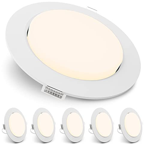 SSC-LUXon 6 Stück RX-3 LED Einbauleuchten Einbaustrahler weiß rund - Spot extra flach inkl. GX53 LED Leuchtmittel 3W warmweiß 230V