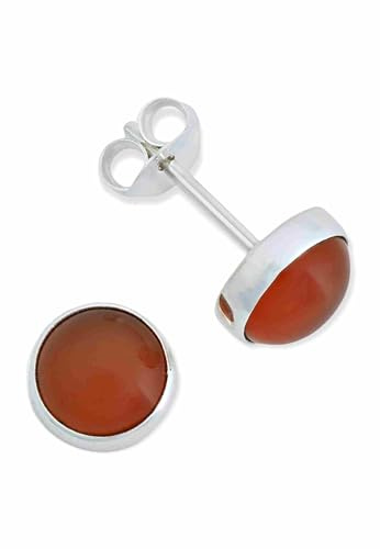 Ohrstecker 925 Silber Karneol orange roter Stein Edelstein Ohrringe echt Silber Damen Sterling Silber Stecker Geschenk(MOS-042-16)