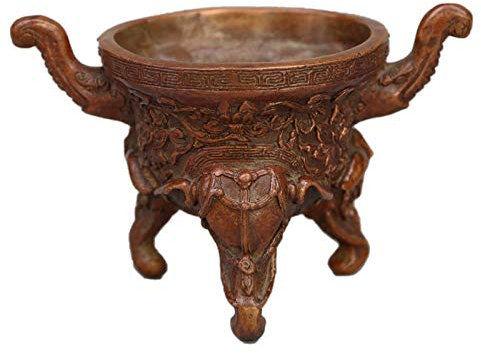 Fashion158 Colección de Bronce Antiguo Tres Elefantes pie de aromaterapia Horno Old Object Decoración Manualidades Casa Decoración
