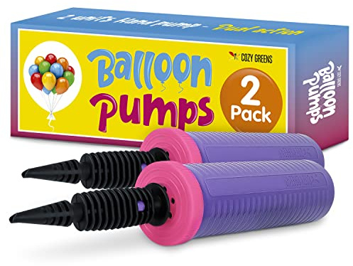 Balloon Pump Hand Held, Inflator Air Pump for Balloons - 2Way Dual Action, 2Pack: Friends can Help - Easy to Use, 100% Lifetime Satisfaction Guarantee - Sturdy Ballon Inflator Pump