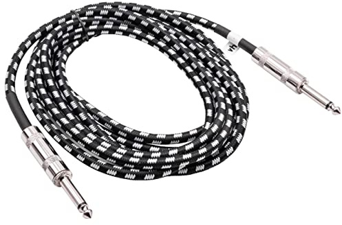 vhbw 3m Guitar AUX Cable for Electric Guitar compatible with all 6.35mm Audio-Ports - Audio Lead, Cord with 6.3mm Jack, Straight, Braided