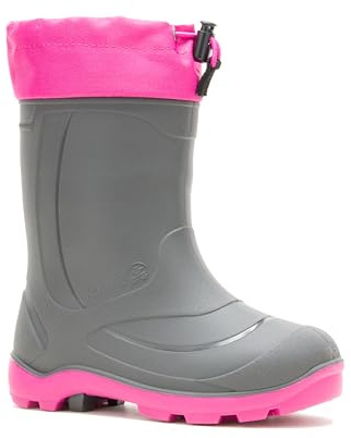 Kamik Snobuster1 Kids Snow Boots - Waterproof, Removable Thermal Insulated Liner, Adjustable Collar, Synthetic Rubber Sole, Round Toe, Charcoal/Magenta - 2 Little Kid