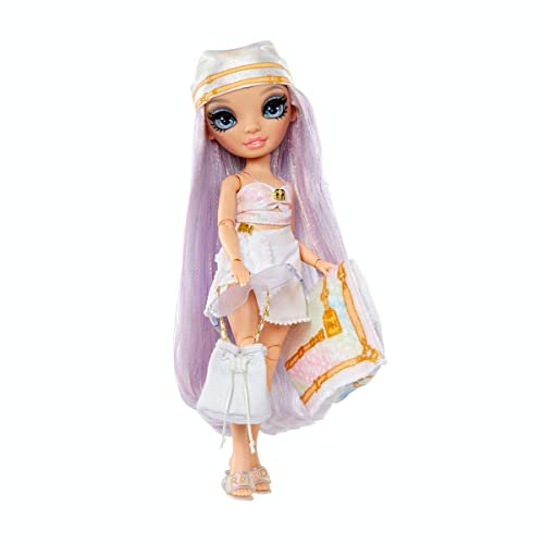 Rainbow High Pacific Coast - Margot DE Perla - Silberne Modepuppe mit Outfit, austauschbaren Beinen und Puppenständer - Handtuch, Tasche und mehr - Geschenk und Sammelpuppe für Kinder ab 6 Jahren