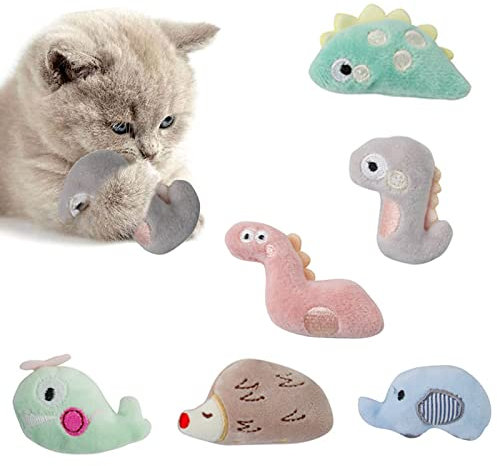 Yzwuyou 6 Stück Katzenspielzeug mit Katzenminze Spielzeug Kissen Baldrian Kissen für Katzen, Catnip Toy Katze Plüsch Spielzeug, für Indoor Interaktive