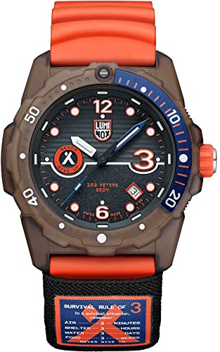 Luminox Herren Militär Uhr Bear Grylls Survival 3720 Eco Series in der Farbe Orange mit Kautschukarmband, Gehäusedurchmesser: 42 mm, XB.3729.ECO