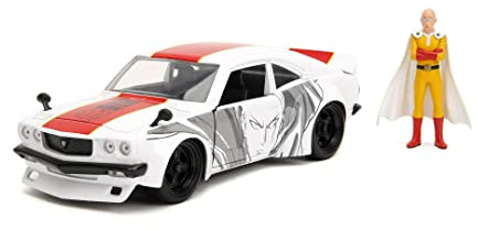 Jada Toys One Punch Man Figur Saitama & Modellauto 1974er Mazda RX-3 - Set aus Actionfigur (7 cm) und Spielzeug-Auto (20 cm) für Manga- und Anime-Fans ab 8 Jahre