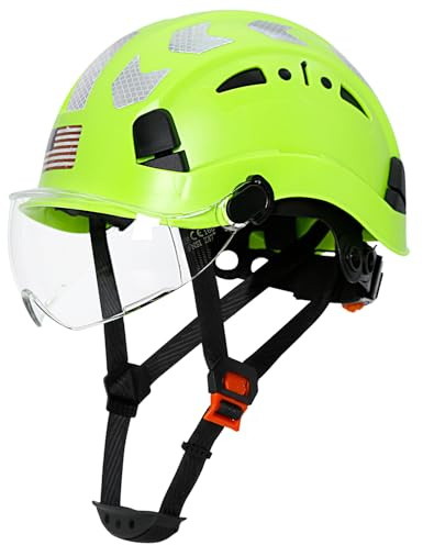 AOLAMEGS Construction Safety Hard Hat - ANSI Z89.1 Approved Safety Helmets with Visor Lightweight Reflective Vented ABS Hard Hats for Men Women Industrial Workwear 6-Point Suspension with Chin Strap