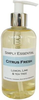 Simply Essential Citrus Fresh Massage Oil with Lemon, Lime & Tea Tree 250ml Refreshing & Uplifting