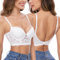iClosam Rückenfreier BH Damen Push Up Spitzen Bra mit Bügel BHS mit U-förmiger Niedrigem Rücken für Frauen Bralette V-Ausschnitt Invisible Körbchen-BH Abnehmbar Träger