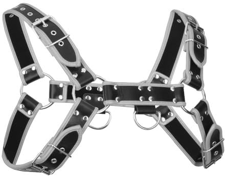 QUYUWOWO Men's Adjustable Leather Harness - Modern Punk Belt Clubwear Costume - Gray