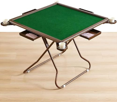 Tavolo Mahjong Pieghevole, Tavolo da Gioco Multifunzione Quadrato con portabicchieri e vassoi per Chip, Tavolo da Domino per Giochi da Tavolo Portatile per Mahjong, Poker Blackjack