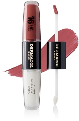 NEW Dermacol - 16-Hour Lip Colour, Highly Pigmented Glossy Lip Stain, Two-Phase Lip Plumper Gloss, Kissproof Lip Makeup Products with Matte and Glitter Finish, n.33