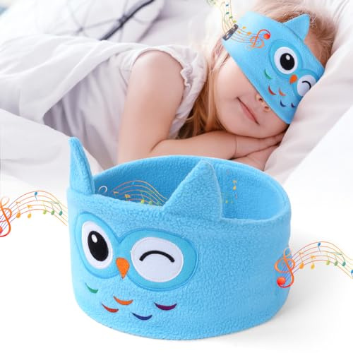 OFFCUP Sömnhörlurar, Owl Headband Headset, Mjukt Bluetooth Headset Hi-Fi Stereo Super Bass Musikhörlurar för män Kvinnor Kontorstupplur Travel Yoga Workout Meditation (Blå)