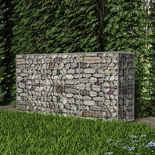 Iiaky Gabion Basket Galvanised Steel 200x50x100 cm-Gabion Wall Mesh Wire Stone Basket Galvanised Iron Stone Basket Outdoor Spiral Planter Retaining Wall