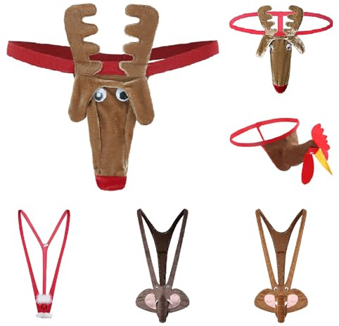 Tanga Hombre Ropa Interior Sexy Tangas Thong de Estilo de Elefante Cerdo Toros Rinoceronte Birdie Ciervo marrón Animal Divertido Eróticas Hilo String Calzoncillos