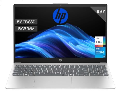 HP 15-fd0370ns - Ordenador portátil de 15.6 FHD (Intel Core i5-1334U, 16GB RAM, 512GB SSD, Intel Iris Xe Graphics, Sin Sistema Operativo) Plata - Teclado QWERTY Español