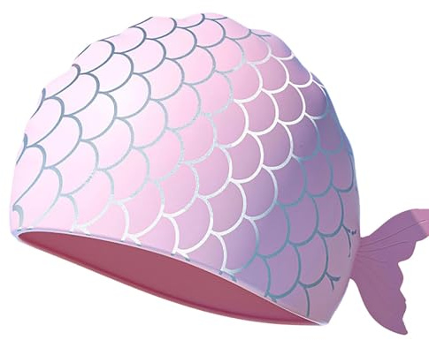 Gorro de natación de silicona para niños y niñas de 3 a 8 años, gorro de baño de dibujos animados para mantener el cabello seco, gorro de natación para cabello largo y corto, gorro de chef para niños