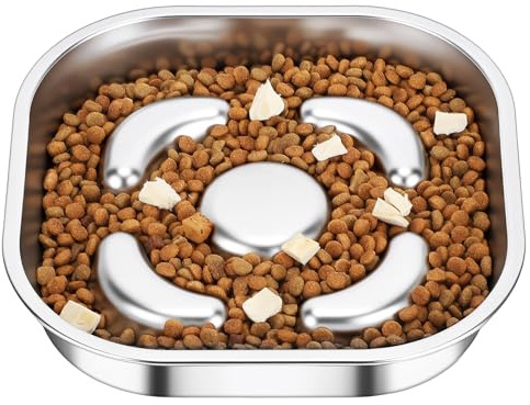 PETTOM Ciotola Anti Ingozzamento Acciaio Inox, Ciotola per Cani Anti Ingozzamento 23 * 23cm, Ciotole Cane Slow Feeder