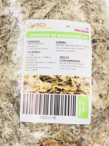 150gr Sphaigne de Madagascar – Support de Culture végétal Naturel – Retient l’Eau – Idéal orchidées, semis, terrariums, kokedamas - Conforme à la Norme NF U 44-551