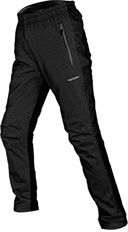 Tofern Pantalon Cyclisme Sport d'extérieur Coupe-Vent Pantalon Sport Homme Respirant Imperméable pour Moto Cyclisme Vélo VTT Jogging Thermique avec Doublure en Polaire pour Homme
