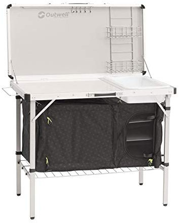 Outwell Drayton Aluminium Kitchen Table With 4 Shelves White