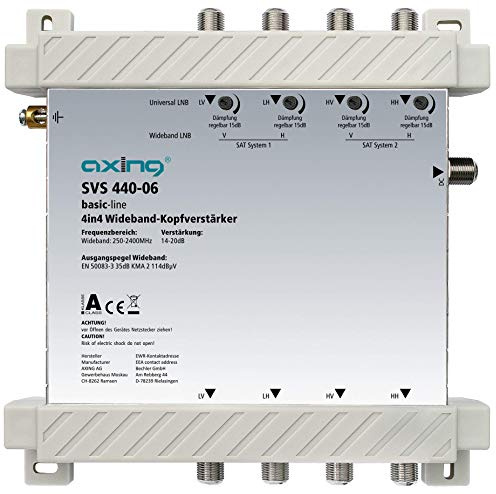 Axing SVS 440-06 Kopfverstärker für 2 Wideband-LNBs 20 dB 4in4 250-2400 MHz