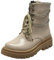 Etebella Damen Gothic Plateau Lack Stiefeletten mit Kette Flache Ankle Boots zum Schnüren Moderne Punk Schuhe(Beige,40)