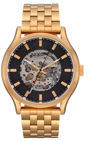 Nixon Herren Armbanduhr Spectra Edelstahl Automatik Gold 40mm, Wasserdichtigkeit: 10 Bar, A1323-010-00