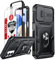 LeYi Handyhülle für Samsung Galaxy A14 5G Hülle mit 2 Schutzfolie, Stoßfest Outdoor Hardcase, 360 Grad Ständer Kratzfest Schutzhülle Handy A 14 Kameraschutz Full Case Schwarz
