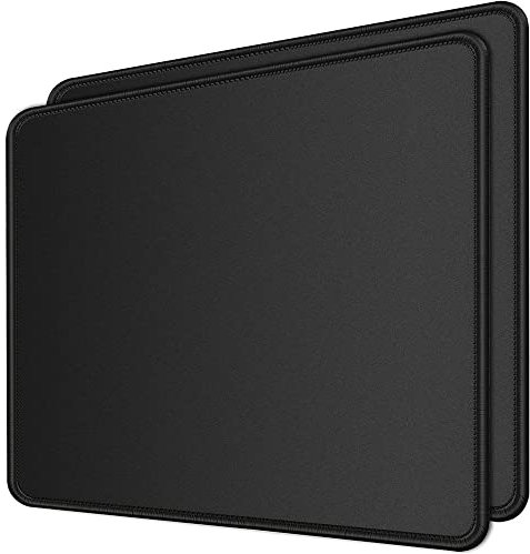 Amazon Marke -【2 Stück】 Gaming Mauspad 24x20cm Schwarz Mousepad mit Vernähte Kanten und Anti Rutsch Gummibasis,Mauspad für PC Büro Arbeiten Spiele Laptop