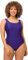 Ulla Popken Damen Badeanzug, Pipings, Unterbrustband, Vorderfutter, Lila, 50 EU