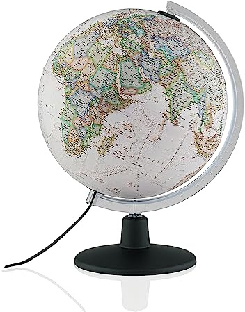 Tecnodidattica – Globo terrestre NATGEO Executive | Mappatura ufficiale fisico-politica National Geographic Executive in stile antico | Luminoso e rotante | Testi in francese | Diametro 30 cm