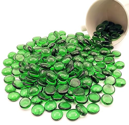 Ismosm Flat Glass Marbles 2LB, High-Luster Glass Vase Filler Beads, Translucent Glass Pebbles for Vases, Crafts, Fire Pit Glass, Aquarium Decorations, Centerpieces, Landscaping