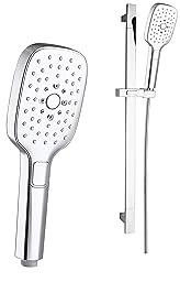 Marwell Handbrause-Set QUATTRO II in Chrom mit einer Duschstange mit stufenlos verstellbarem Stangengleiter mit 3 Strahlarten ausgestattet per easy switch wechselbar
