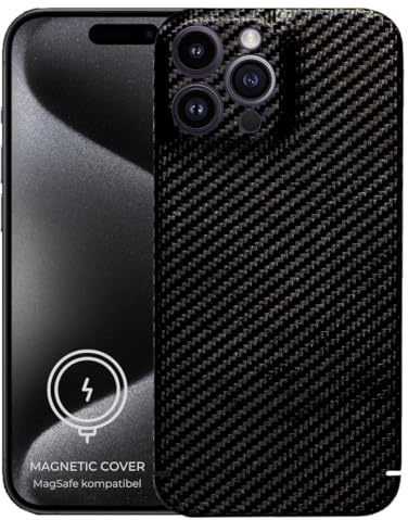 REUTERSON Carbon Cover iPhone 15 Pro Max Magnetisch | Echtes Carbon | Made in Germany | Edles Design | Ultradünne Handyhülle