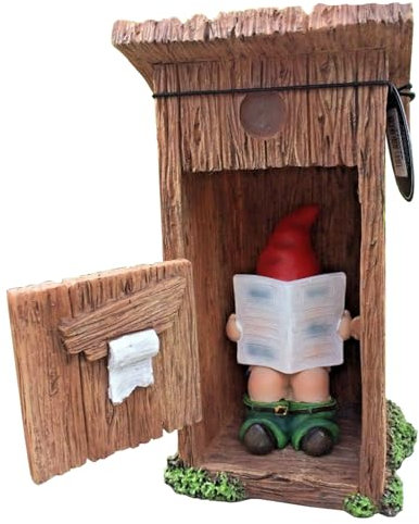 Veesper Nains De Jardin Amusants en RéSine Statue De Nain De Jardin InappropriéE Et Coquine Lecture De Journaux dans Les Toilettes Ornements De Bureau Amusants Ornements De Jardin